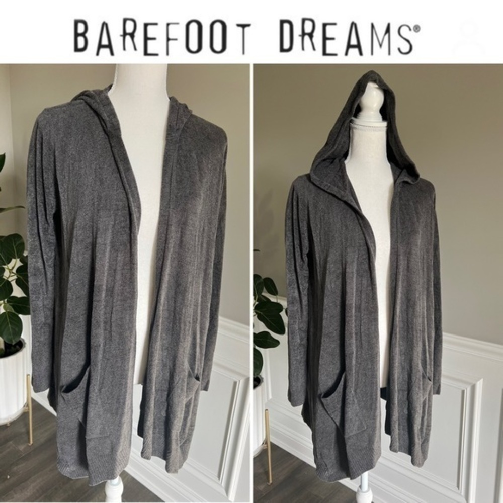 Barefoot Dreams CozyChic Lite Relaxed Hooded Cardi Espresso Size S NWT